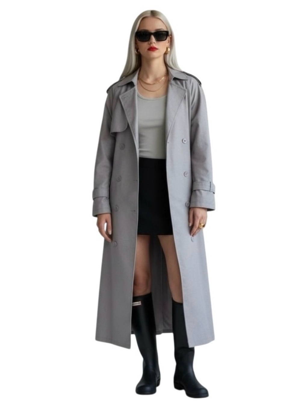 Lioness Penny Long Trench Coat Lightweight Oversized
